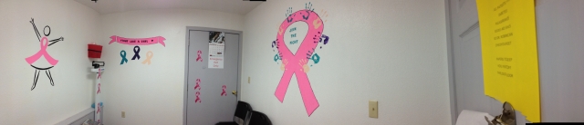 A panorama of the womens health room.
